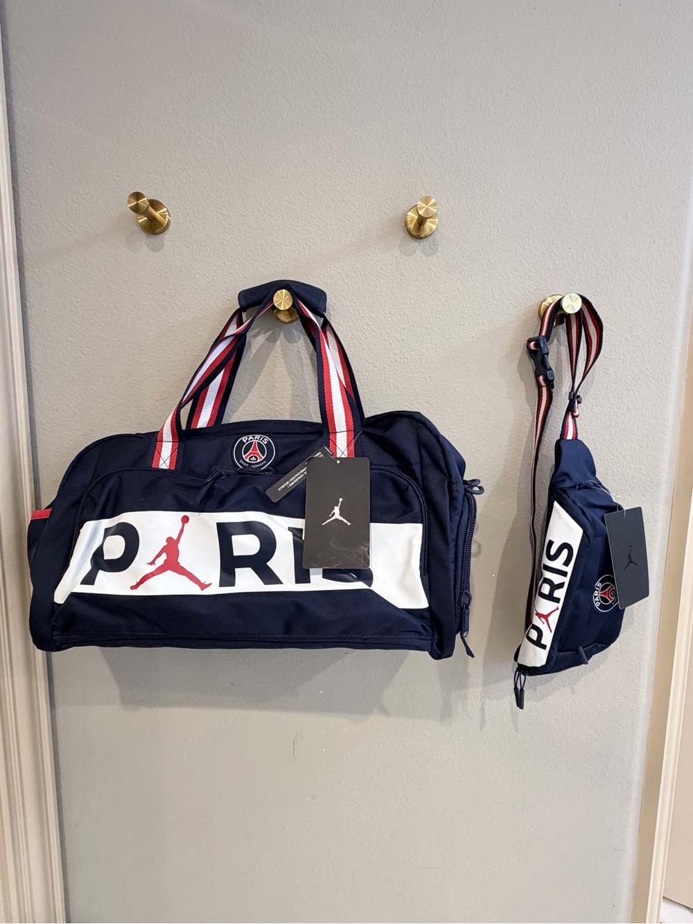 Jordan x PSG Paris Saint-Germain Duffel Crossbody Bag Set NWT Navy